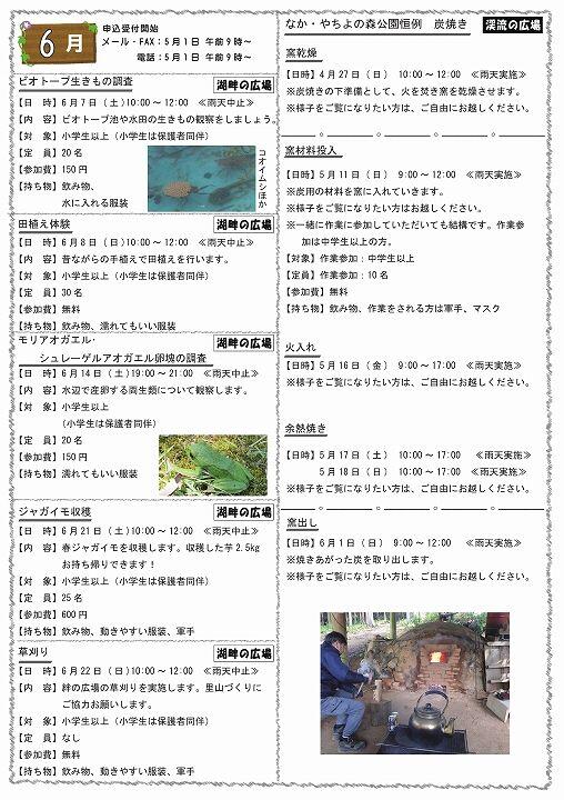 県立なか・やちよの森公園　4月～6月のプログラム